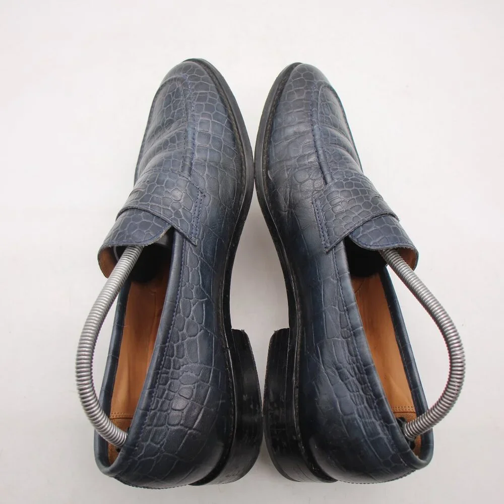 3D-M Lifestyle Navy Loafers Men's UK 8.5 Crocodile Embossed Slip-On